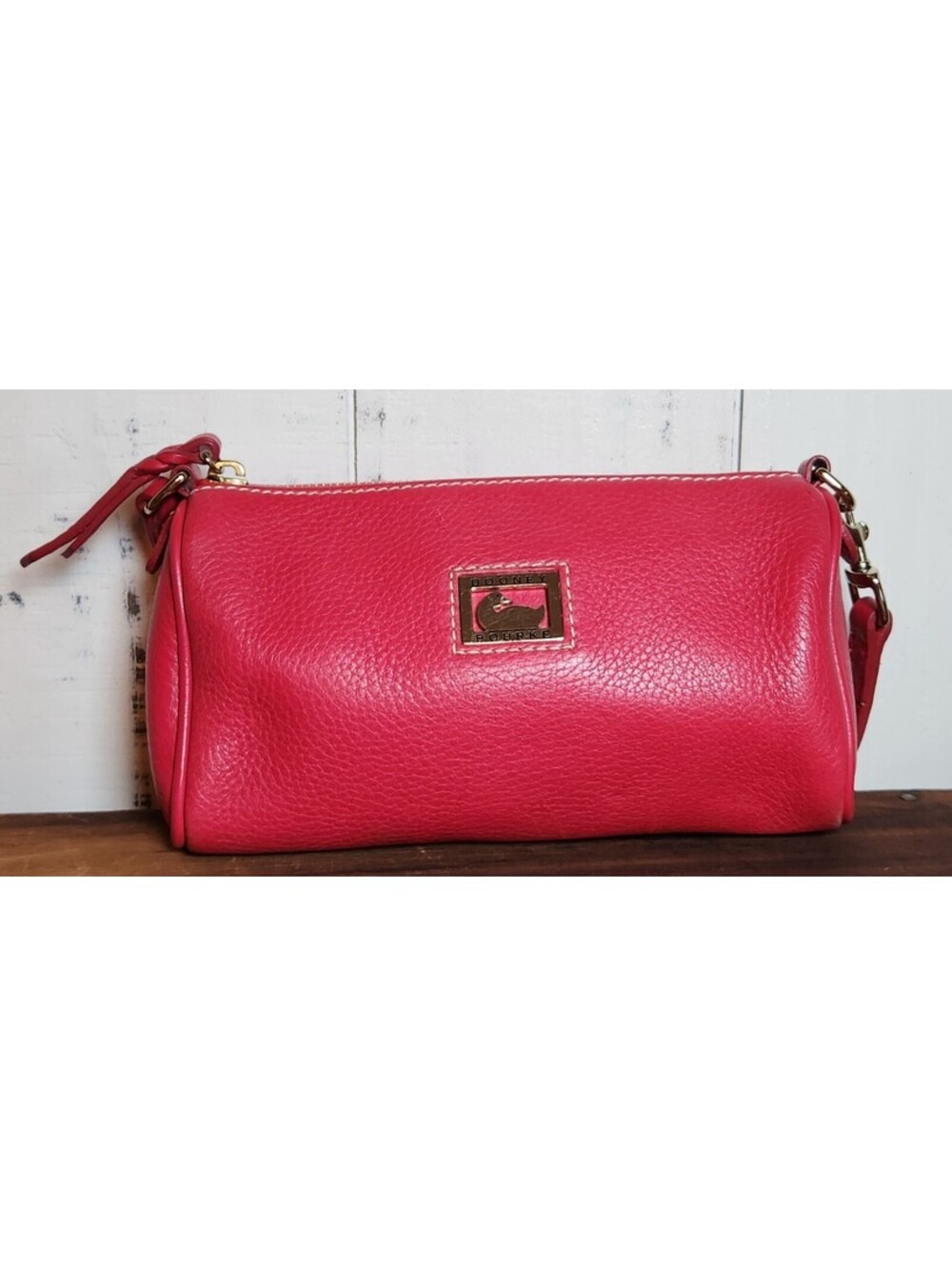 Dooney Bourke Dillen Fuchsia Pebbled Leather Barrel Bag W/ UNFILLED Reg. Card!!